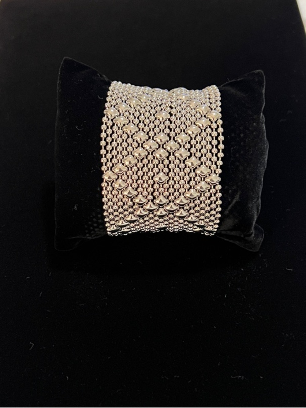 SG Liquid Certified Metal Mesh Wide Diamond  Bracelet